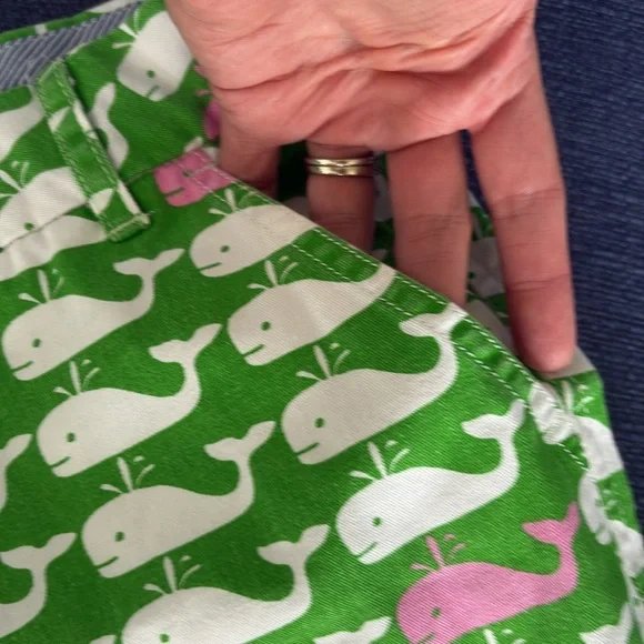 Macbeth Collection Green and White Shorts with Whale Print - Picture 4 of 6